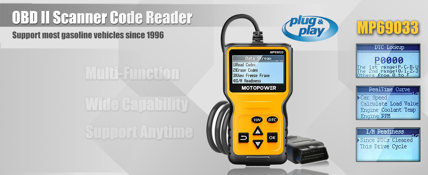 MOTOPOWER MP69033 Car OBD2 Scanner Code Reader Engine Fault Code Reader Scanner CAN Diagnostic