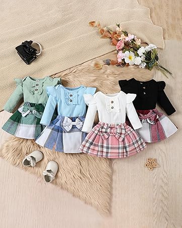 Baby Girl Plaid Skirt Outfits