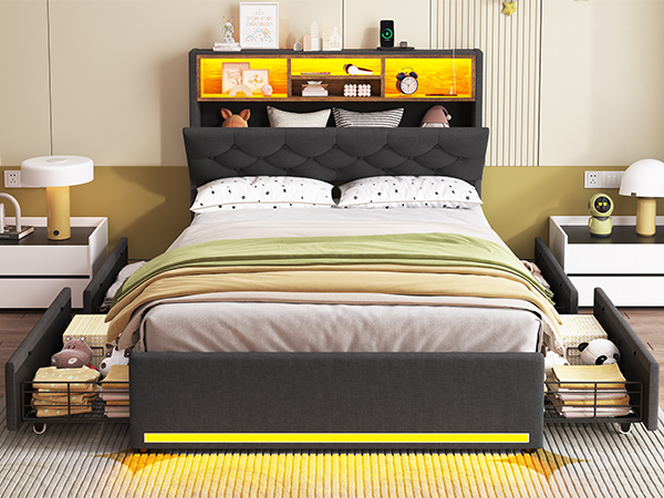 Amazon.com: HAUOMS Twin Size Bed Frame with Hidden Storage