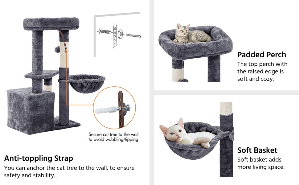Topeakmart Cat Tree Cat Tower for Indoor Cats, 34.5in Cute