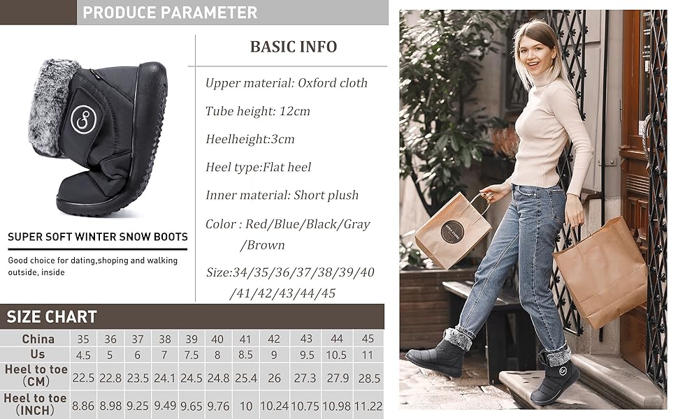 Women Snow Boots Winter Shoes with Fur Lined Warm Slip On Boots for Women