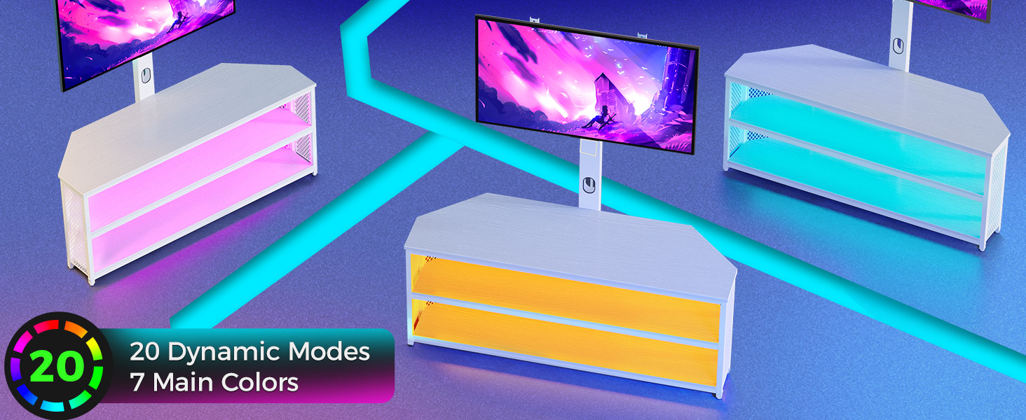 Rolanstar TV Stand with Mount and Power Outlet, Swivel TV Stand Mount