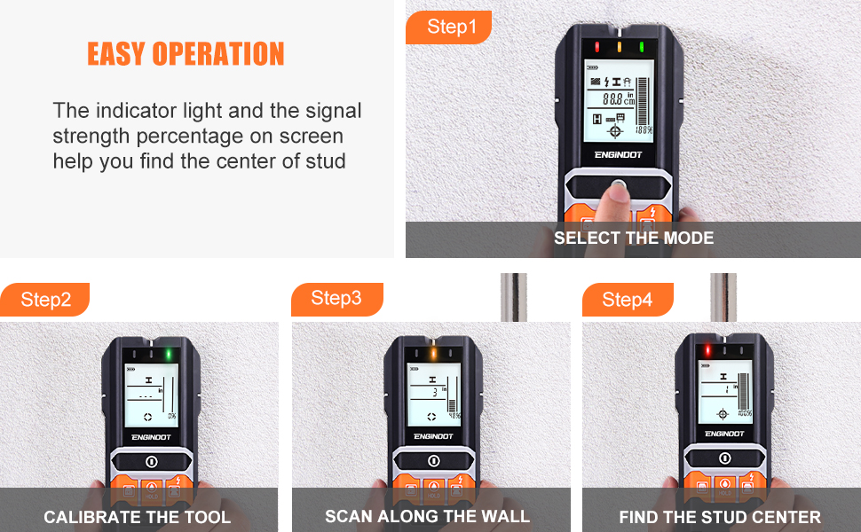 Détecteur Numérique De Construction 5 En 1, Scanner Mural ENGiNDOT, Détecteur De Métaux Pour Bois, Métal Et Lignes électriques, Détecteur De Montants à 6 Modes, Localisateur, Avec LCD - DMS05 12 1