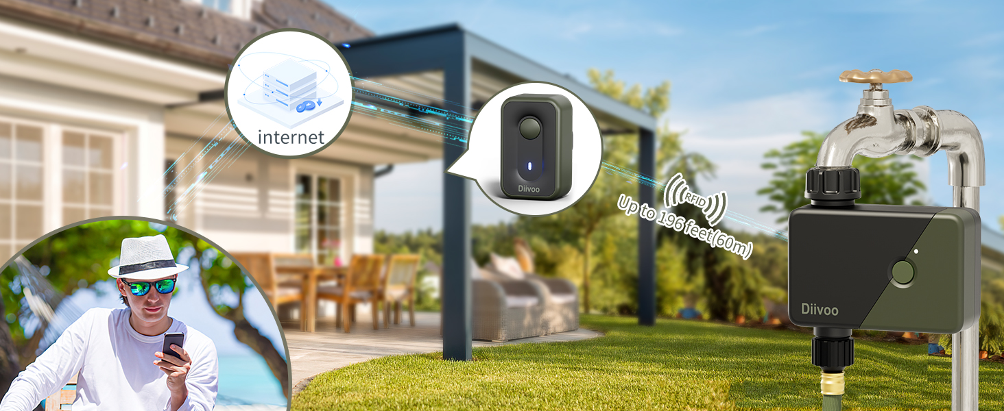 WiFi Hose Timer, Diivoo Smart Water Timer with WiFi Hub, 6