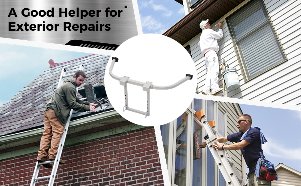 Ladder Stabilizer Accessory for Roof Gutter with Stand, 440lb Heavy