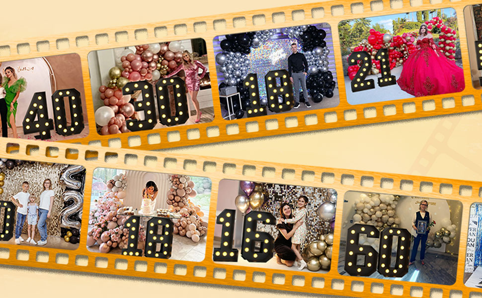 4FT Marquee Light up Numbers 70 Large Black Marquee