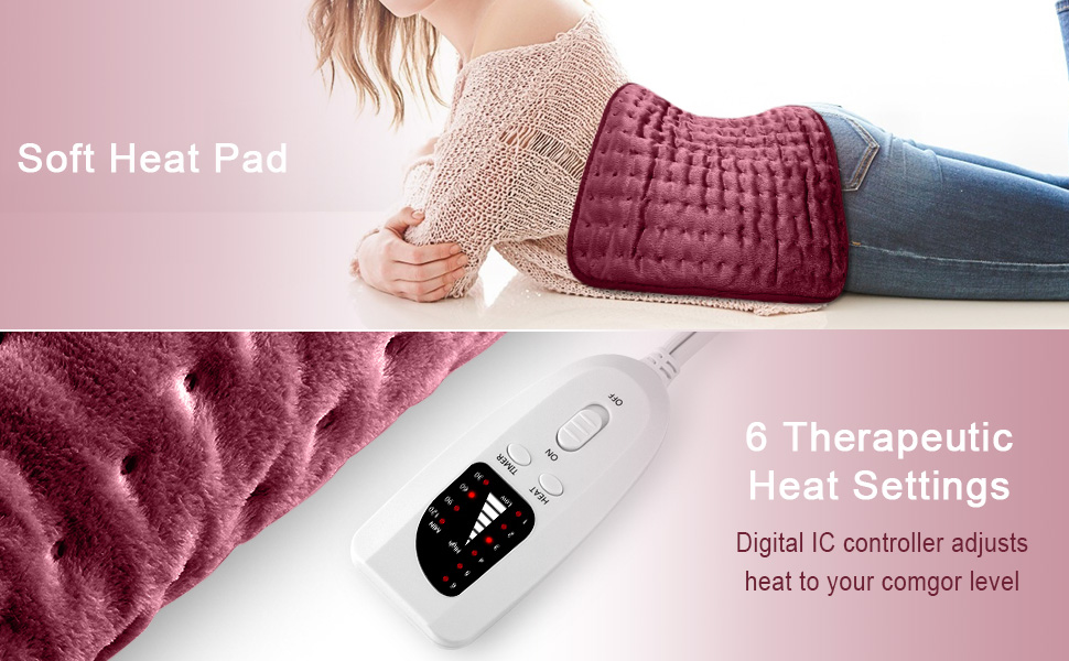 DIZA100 Heating Pad Fast Heating Warming Pad 6 Temperature Settings Dry