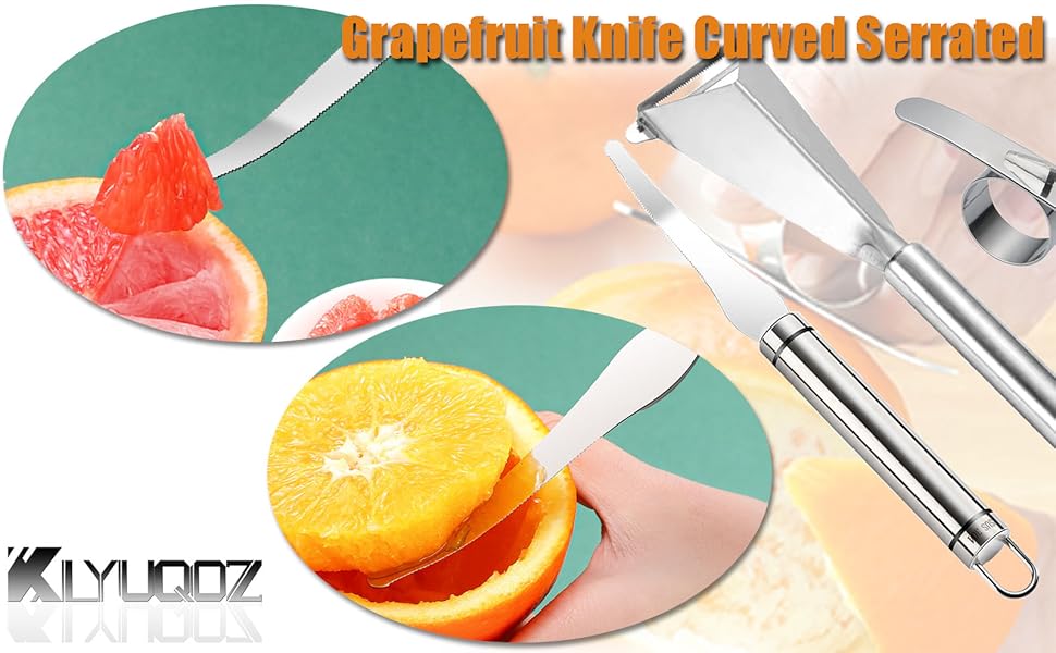 Klyuqoz Grapefruit Knife Curved Serrated, Stainless Steel