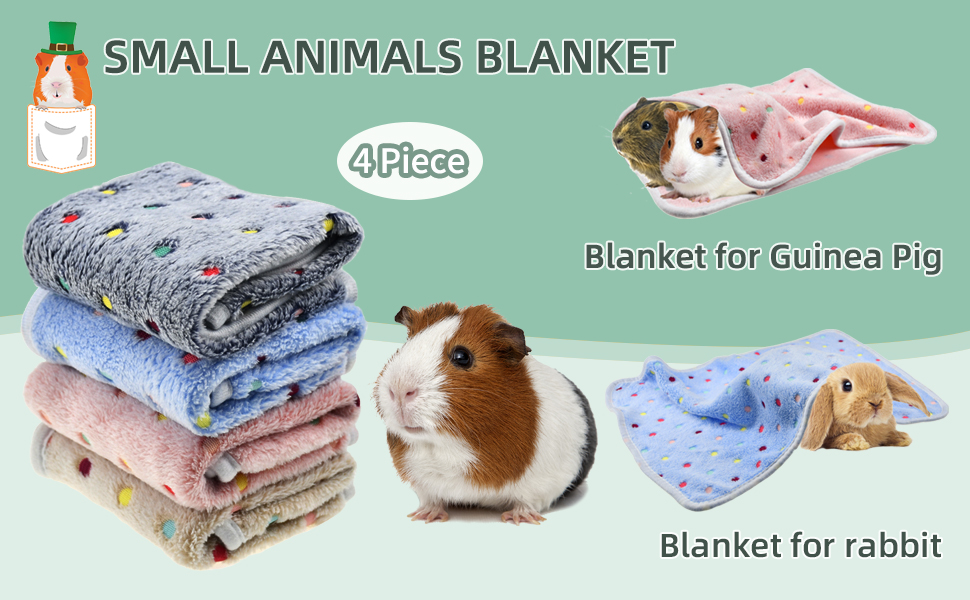 CooShou 4 Pieces of Guinea Pig Blanket, Hamster Fleece Cage