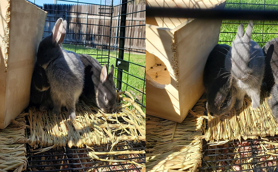 MUYG Rabbit Grass Mat,Grass Mats for Rabbits Bunny Natural