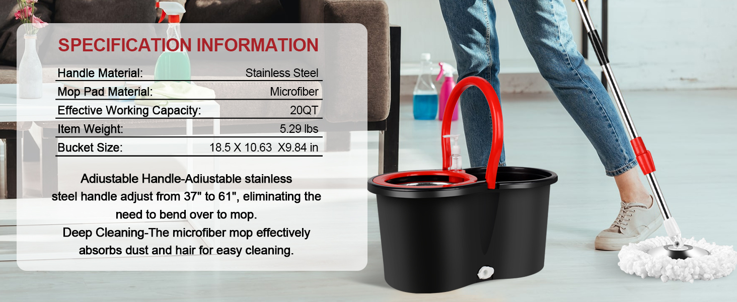 Mop Bucket with Wringer Set, 360 Rotation Mop Bucket