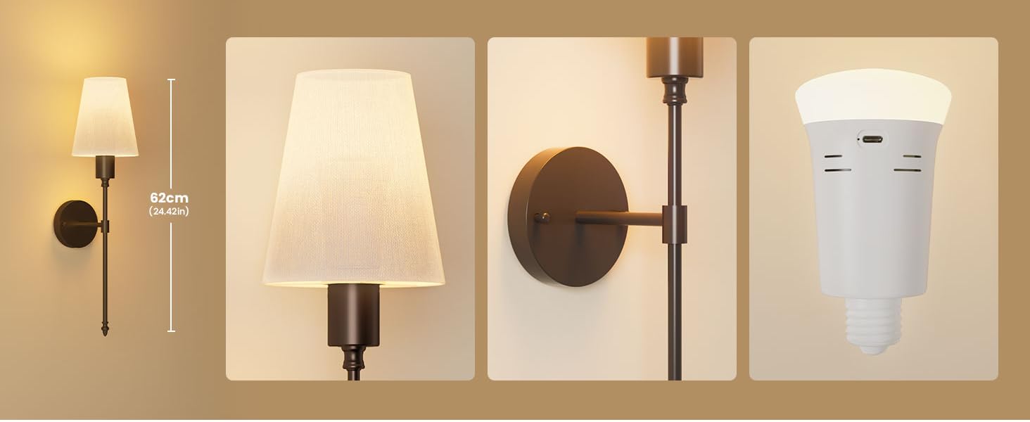 battery sconces wall decor set of 2