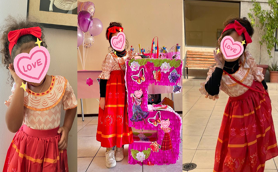 Girls Encanto dolores Costume Dress Gown Kids Party Cosplay Clothes Outfit With Bag accesseries