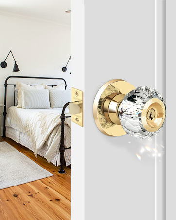 Crystal Door Knobs with Lock and Keys