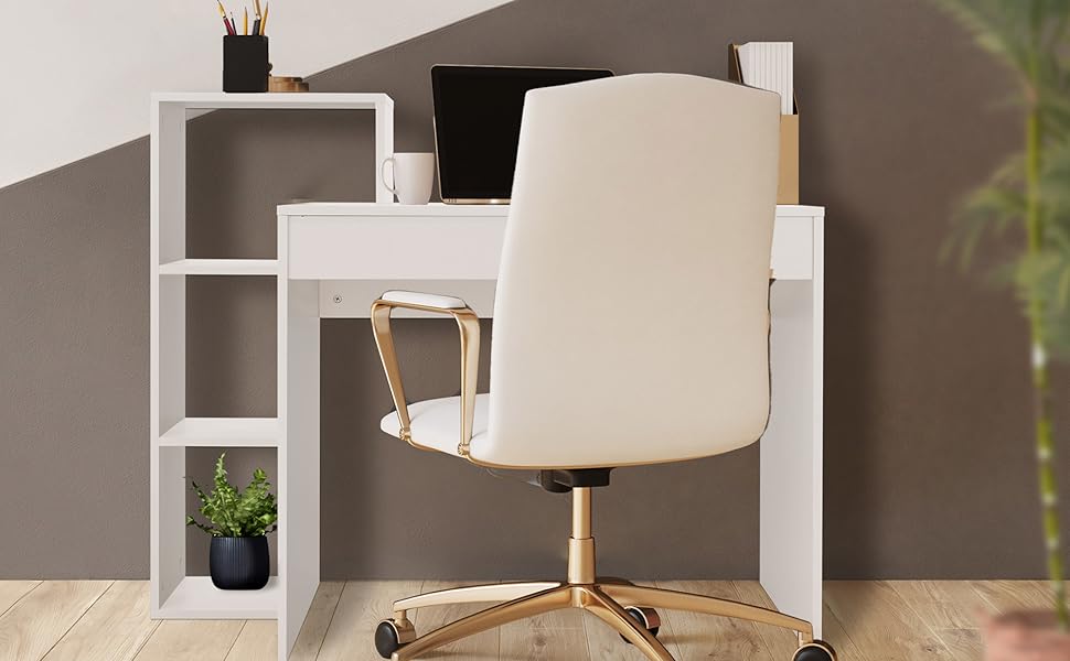 ML-Design ML-266/bureau met plank, werktafel, computertafel, wit