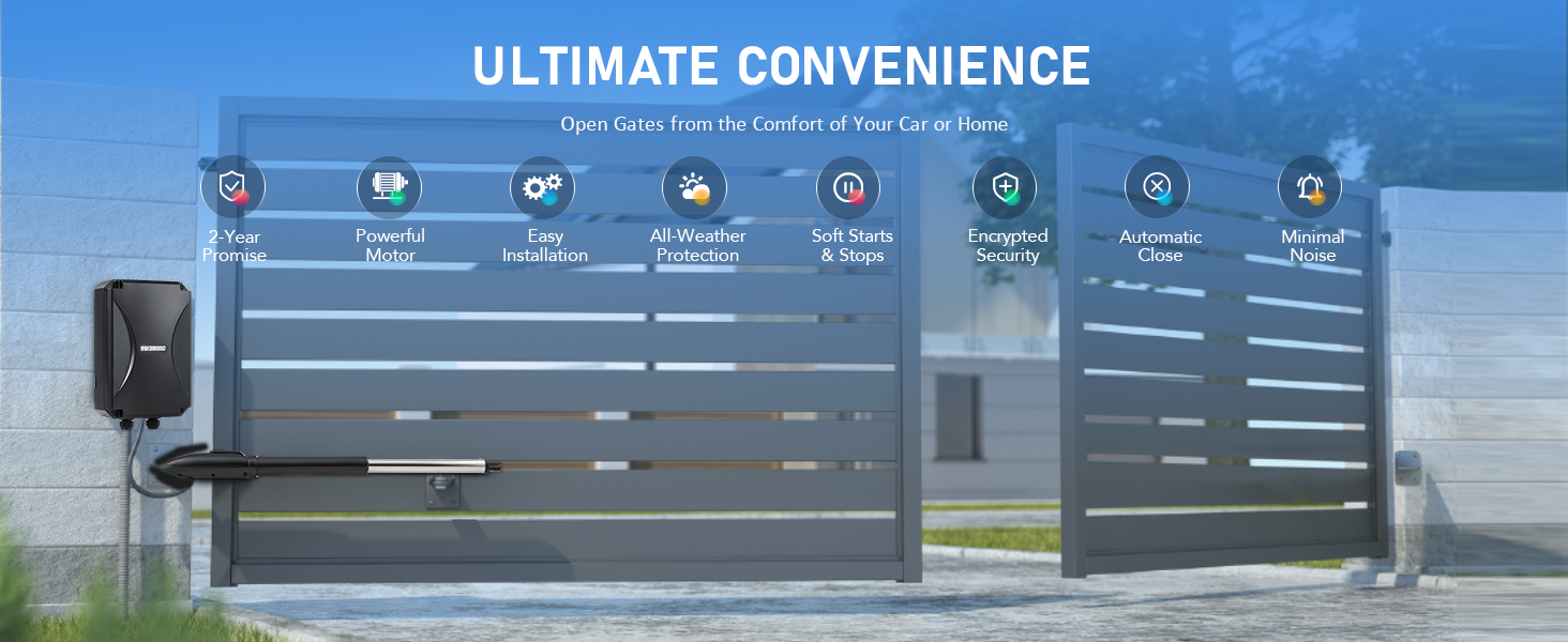 COZ Automatic Swing Gate Opener Kit, Electric Gate Opener for Doors up to 660lb