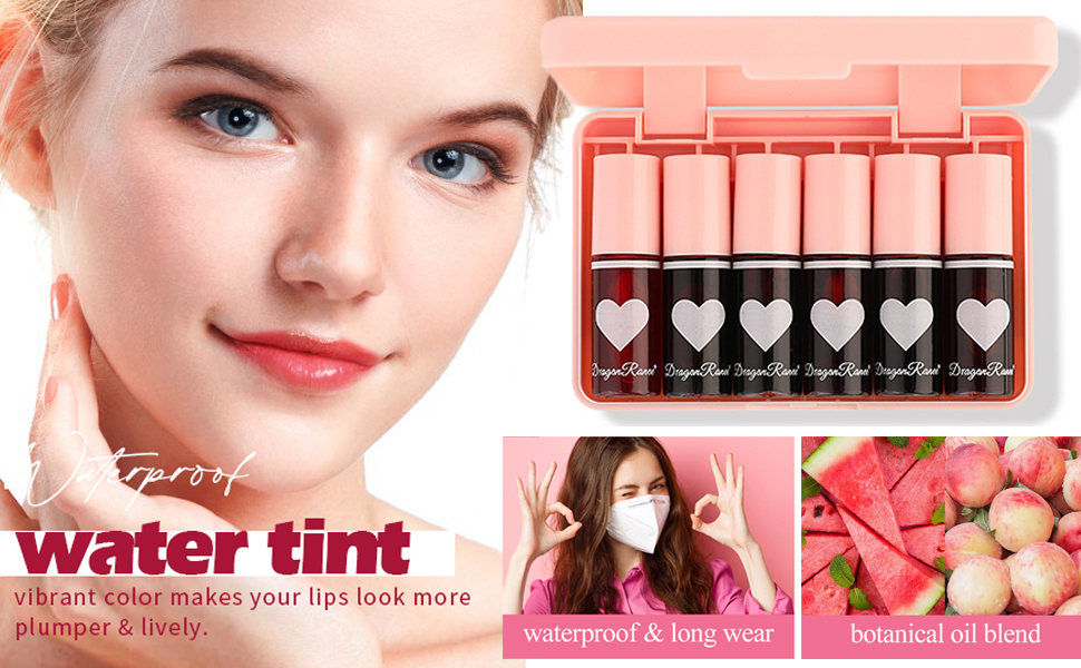 Lip Stain Lip Tint Stain Set Moisturizing Lip Gloss Long Lasting Waterproof Glossy Liquid Lipstick