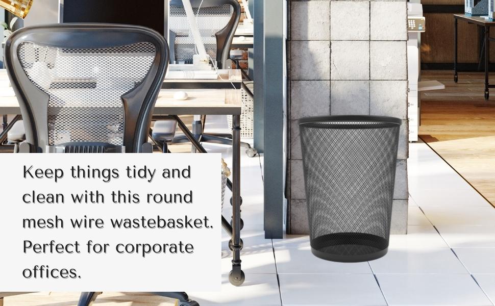 YBM Home 2485vc 4.75 gal Steel Mesh Round Open Top Waste Basket Wire Bin  Trash Can, 1 - Foods Co.