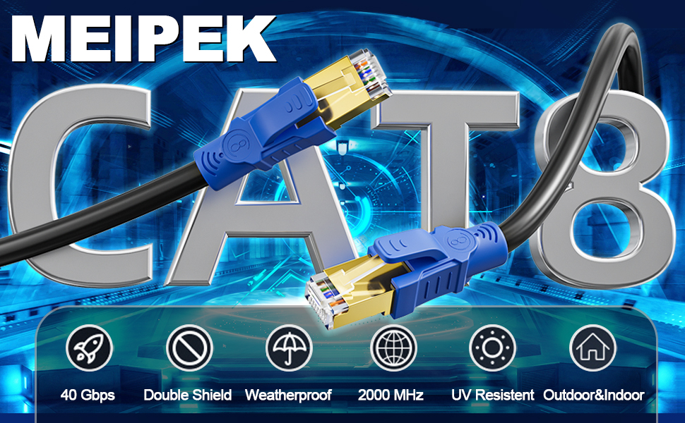 Cat 8 Ethernet Cable 30ft Shielded, Heavy Duty High Speed Internet ...