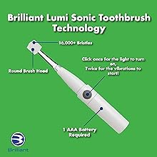 brilliant lumi travel sonic electric toothbrush for trip on the go battery operated