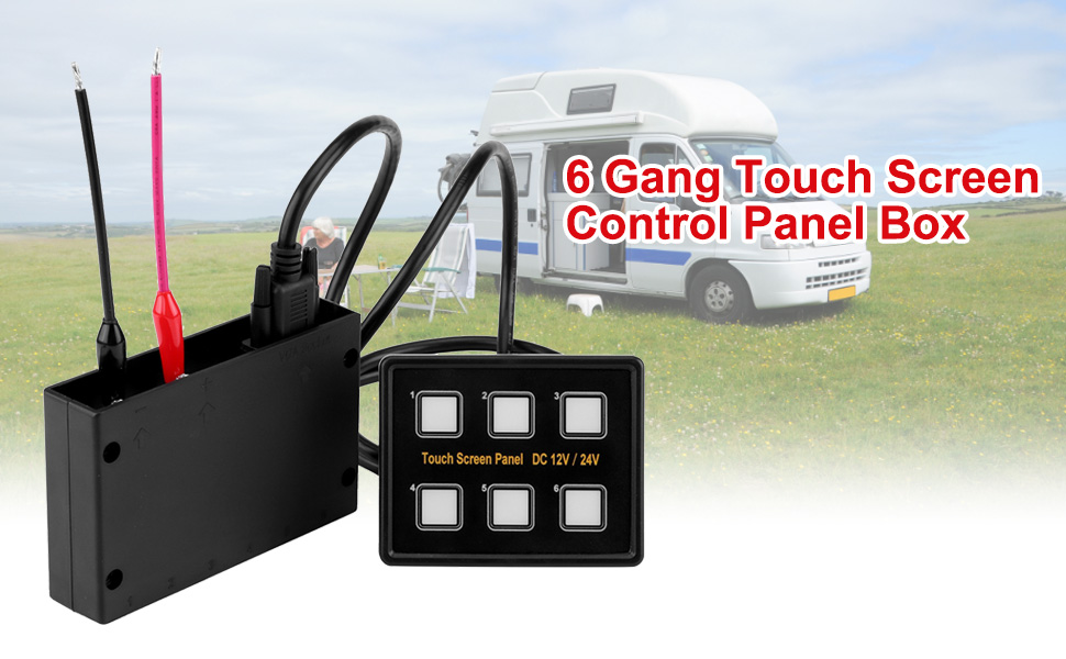 Keenso 12V / 24V 6 Gang Waterproof Touch Screen Control Panel Box LED