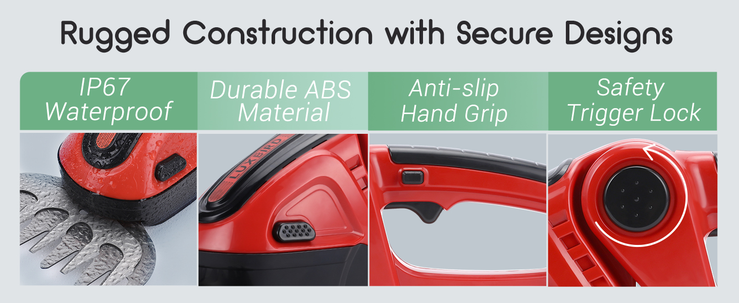 LUXBIRD Cordless Grass Shears, 2in1 Mini Hedge Trimmer Cordless,Light