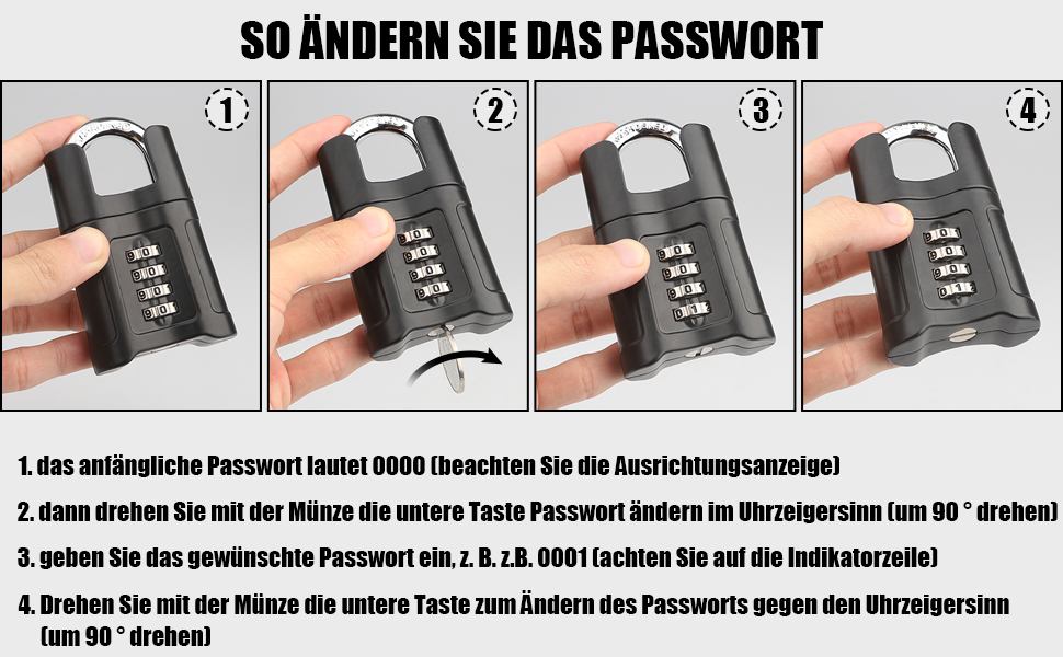 4stelliges Schwer Zahlenschloss,[Schnittfest] Diyife Sicherheitsschlösser mit Abnehmbarer