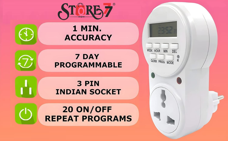 STORE77® 24x7 Power Saving Automatic Smart Digital Programmable Timer