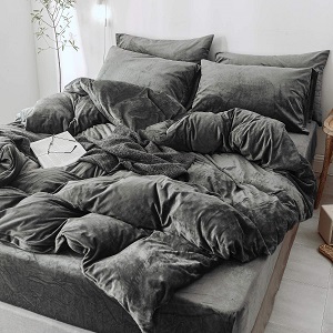 Dark grey velvet duvet cover