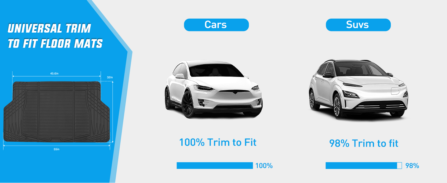 Universal Rubber Cargo Mats for Cars Trucks SUVs