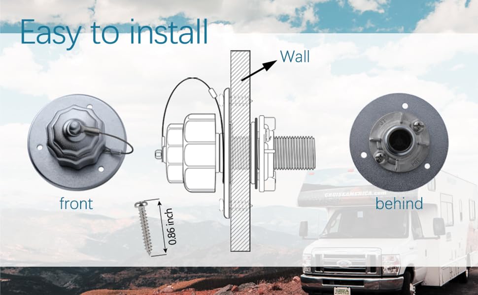 GSunny All Metal RV City Water Inlet with Check Valve, RV