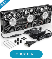 3x 120mm Fans with AC 110V - 240V Speed Control, Cabinet Chassis Cooling Fan, Server Cooling Fan