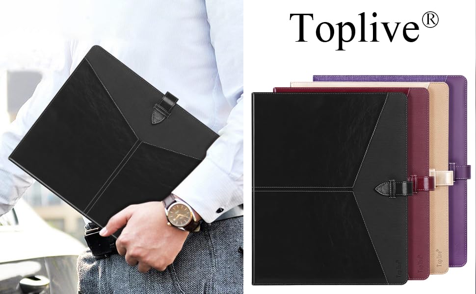 Toplive Padfolio 3 Ring Binder Organizer Business Portfolio Folder for Women, A4