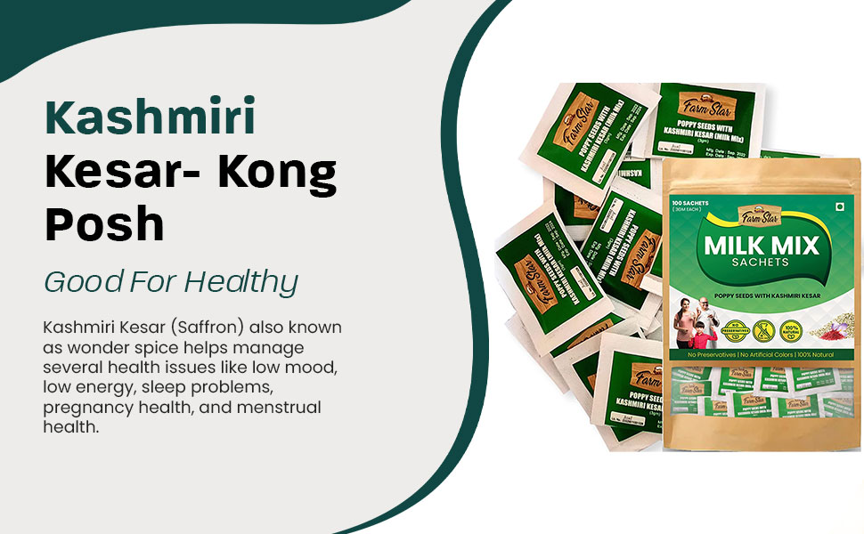 Poppy Seeds(KhusKhus) with Kashmiri KesarMilk Mix Powder Sachets