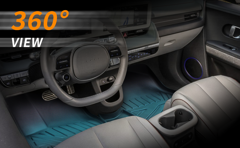 SHINJEW Floor Mats Compatible with Hyundai Ioniq 5 Unmovable Console 20222023, Car