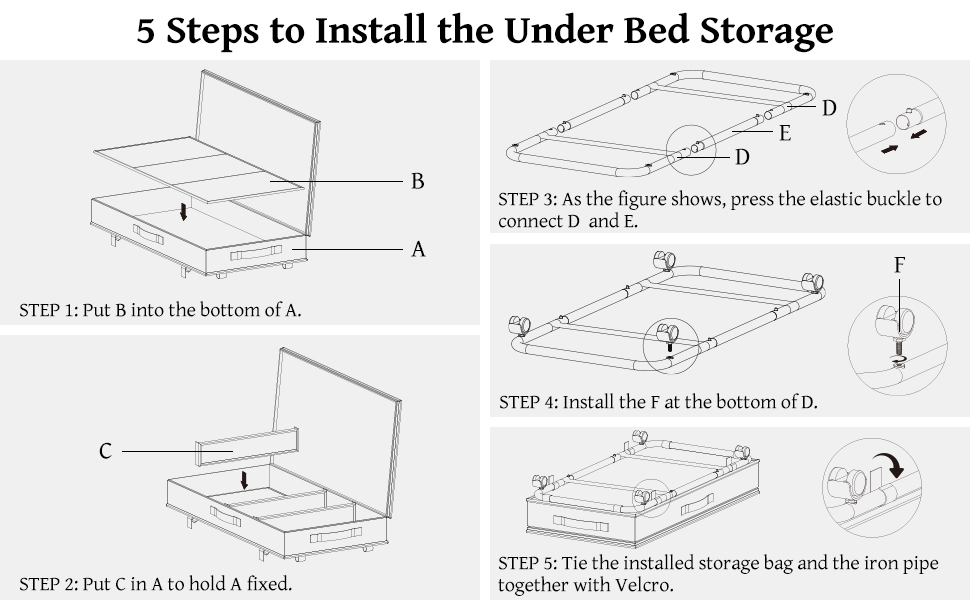 1 Pack Under Bed Storage with Wheels 34L Underbed Storage Containers