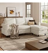 POYISOU Sectional Couches for Living Room, L Shaped Couch with Storage Ottoman, Small Sofas Cordu...