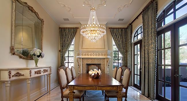 TOCHIC French Empire Crystal Chandelier 9 Lights Modern Gold