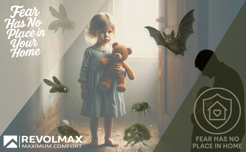 protected at home from pests with Revolmax ultrasonic pest repeller, safe for baby and pets.