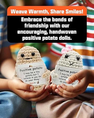 AFKLMNE Positive Potato & Duck, Crochet Potato Gift Positive Crochet Animals, Proud Of You Funny Birthday Positivity Gifts Mini Decor, Cheer Up Emotional Support Doll (2 Pcs