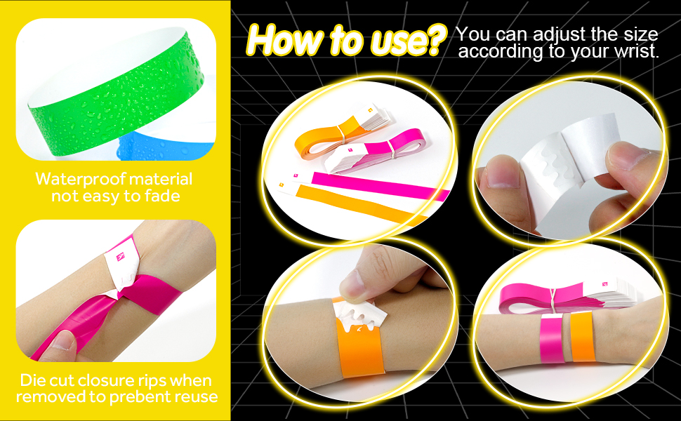 IDwrists Wristbands for Events 1300pcs Waterproof Neon