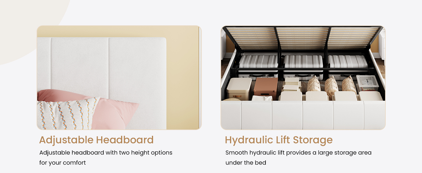 adjustable headboard storage space