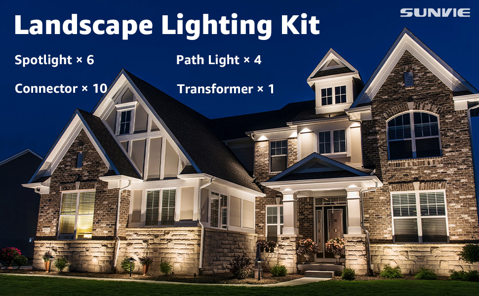 SUNVIE LED Landscape Lighting Kit Low Voltage Landscape Lights with