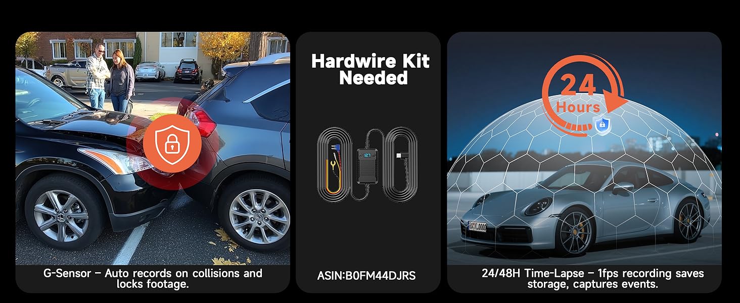 4K Dash Cam Front and Inside, 185° Ultra Wide Angle, Dual Dash Camera Car with WDR IR Night Vision