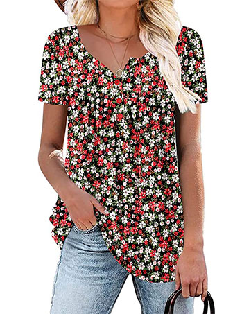 onlypuff Womens floral summer tops to hide belly flowy tunic top to pear with leggings