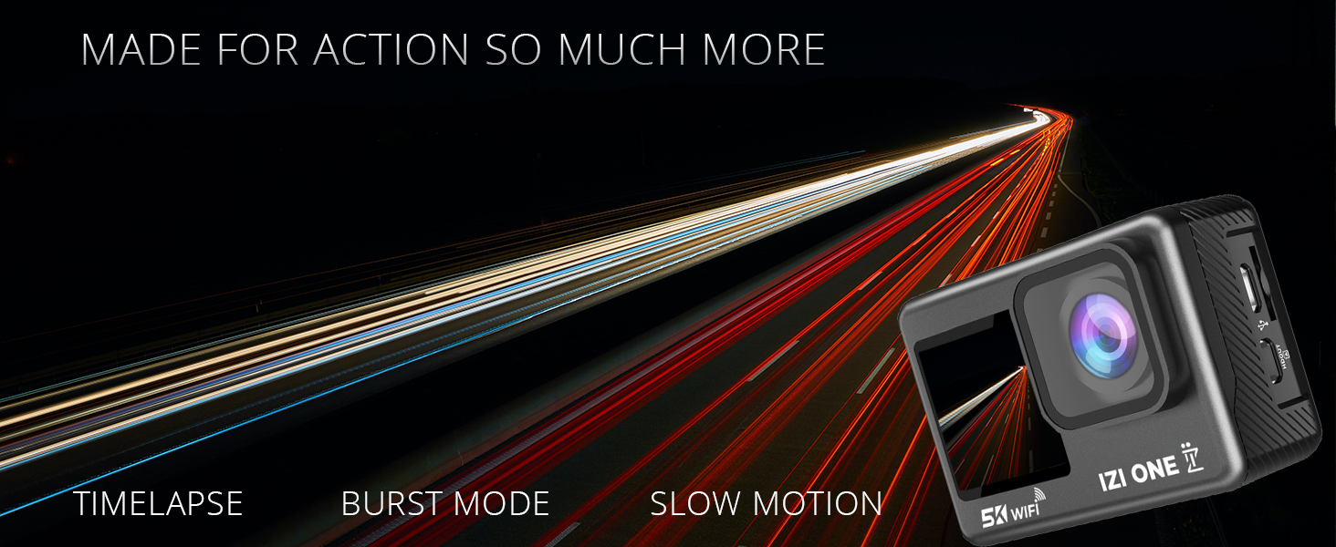 IZI ONE 5K Ultra HD 48MP Touch & WiFi Action Camera with Dual Screen