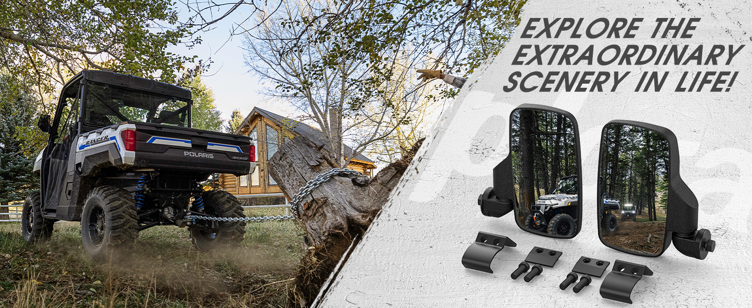 UTV Side Mirrors Compatible With Polaris General Ranger XP