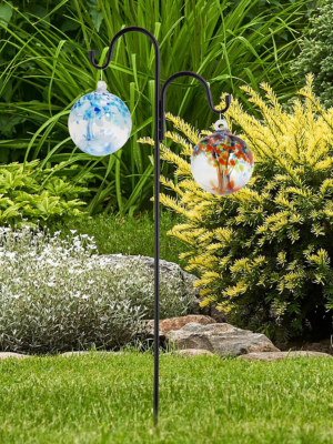 Hanging glass orb for garden