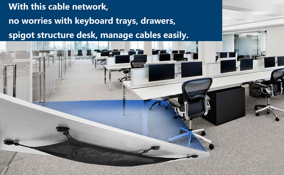 WurdeWindig Cable Management Net, Black Cable Manager Kit