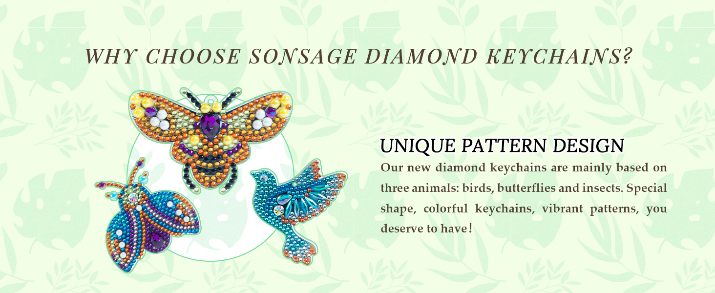 Sonsage 5 PCS Diamond Painting Keychains Kits for Adult